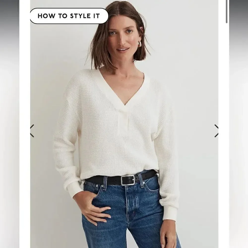 Madewell Brushed Waffle V-Neck Tee
